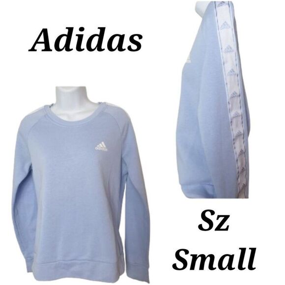 Adidas Women's Light Blue Sweatshirt With Logo And Side Stripe Design  Sz S NWOT - Picture 1 of 8